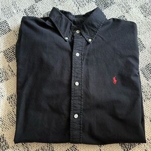 Black men’s long sleeve oxford polo